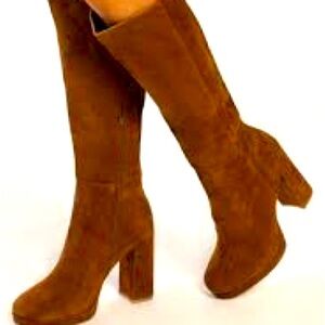Steve Madden Cognac Brown Suede Knee High Boots